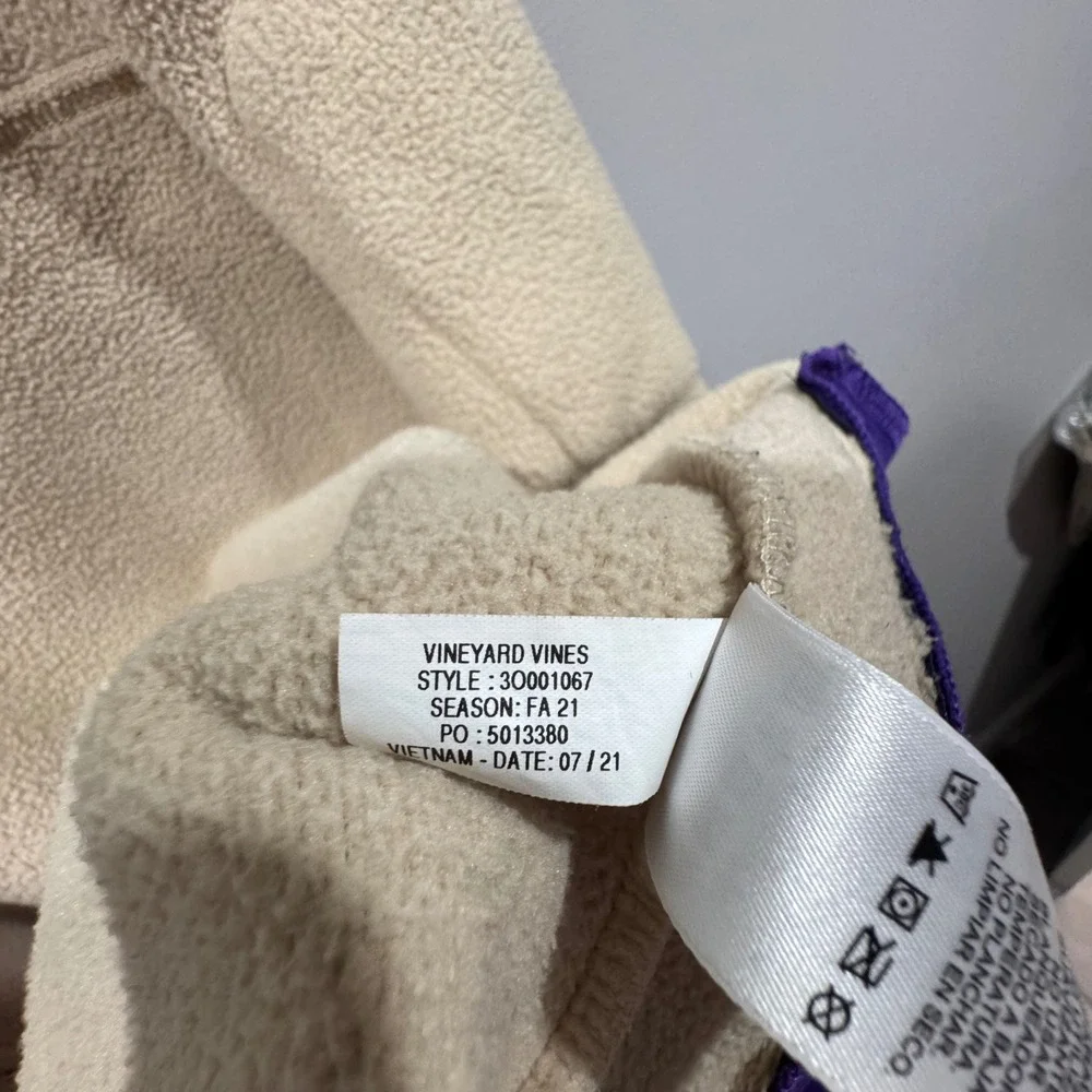 Vineyard Vines Sherpa Fleece Vest Boys Size M 12-14 Cream Tan Excellent Zip Up